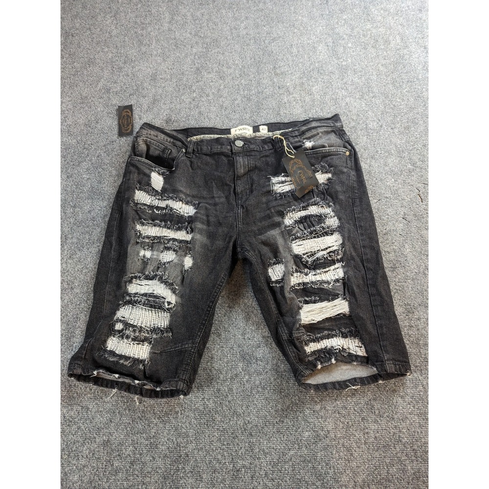 FWRD Shorts Men's 42 Black Denim Jeans Busted Distressed NWT Slim Fit